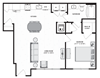 839 square foot 1 bedroom floor plan